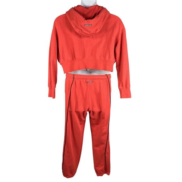 Nike Air Womens M Crimson Tracksuit Cropped Hoodie Joggers Athletic Lounge Set - Picture 2 of 16